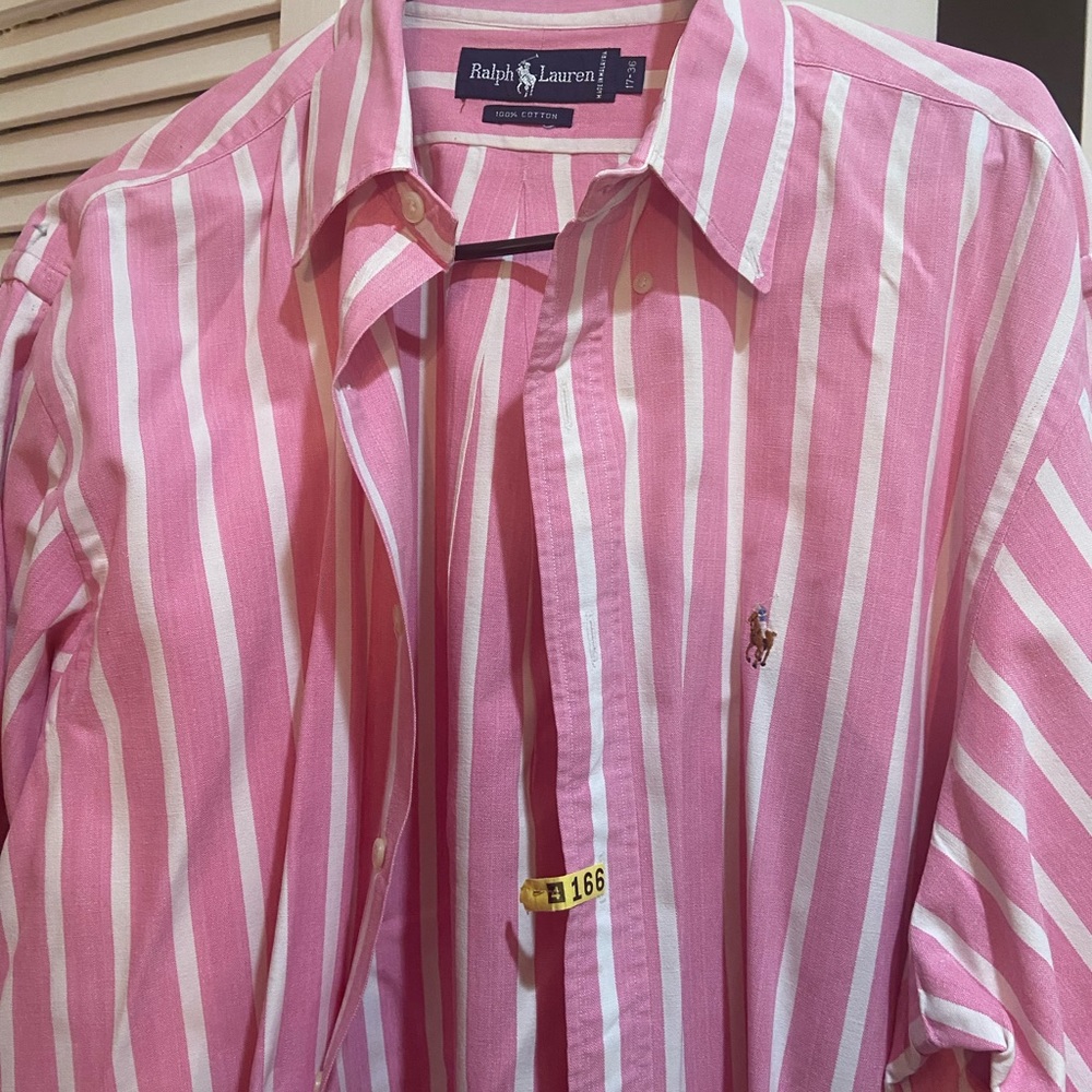 Ralph Lauren classic fit striped button down long sleeve shirt 100% cotton